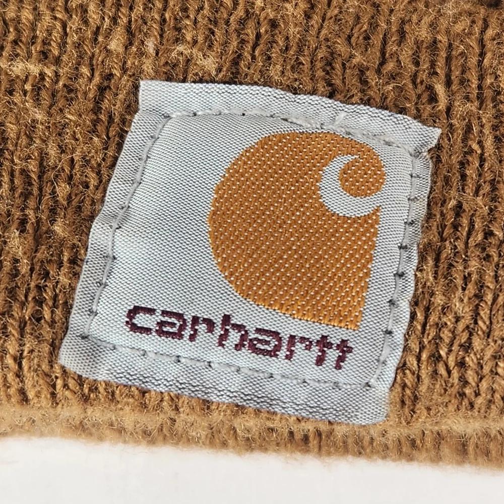 CARHARTT Beanie Hat Toddler Brown Knit Logo - Picture 2 of 5